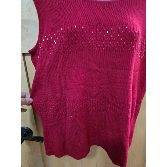 Rqt Womens Sleeveless Ribbed Knit Tank Top Large L Nylon & Rayon Blend Red - Picture 3 of 7